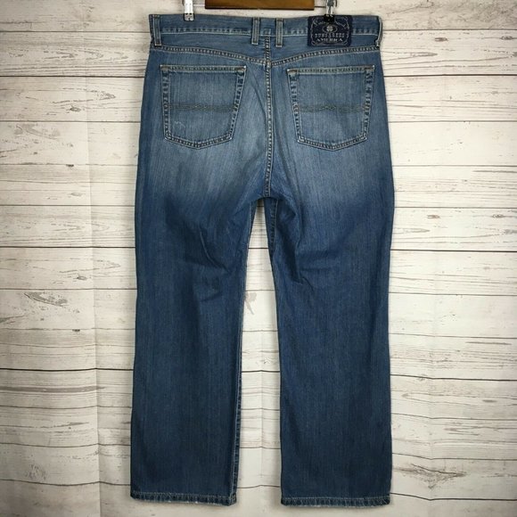 Lucky Brand Other - Lucky Mens Vintage Boot Cut Blue Jeans 36×30 Premium Denim Blue Fabric Patch